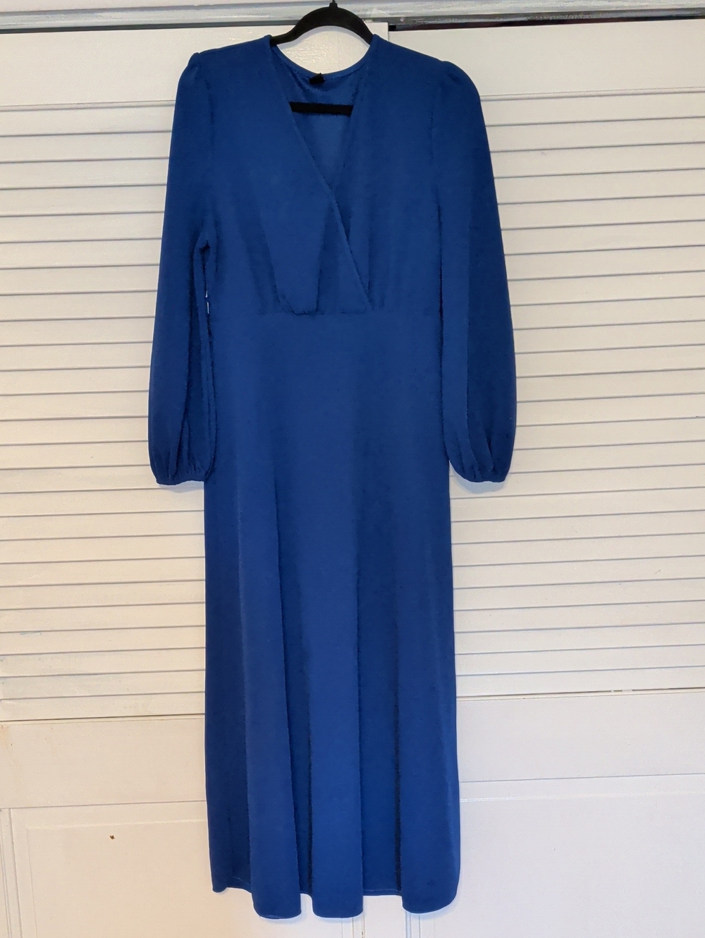 SHEIN Royal Blue Long Sleeve V-Neck Maxi Dress
